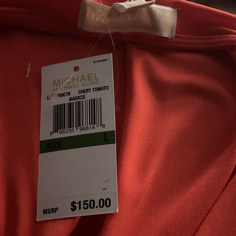 Michael Kors Cherry Tomato Red Dress Womens L Sleeveless V Neck Empire Waist - Picture 8 of 16